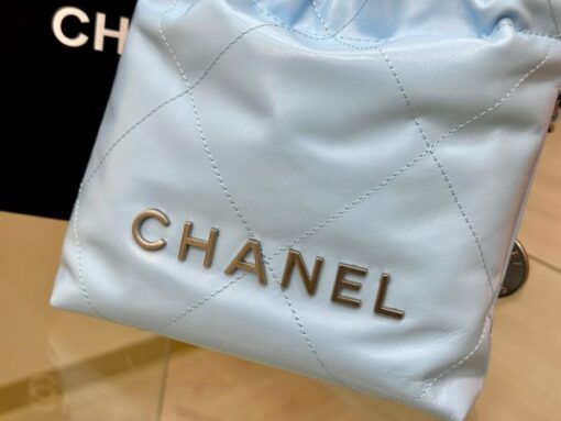 Chanel Quilted Calfskin Mini Bag Blue 22cm - Image 3