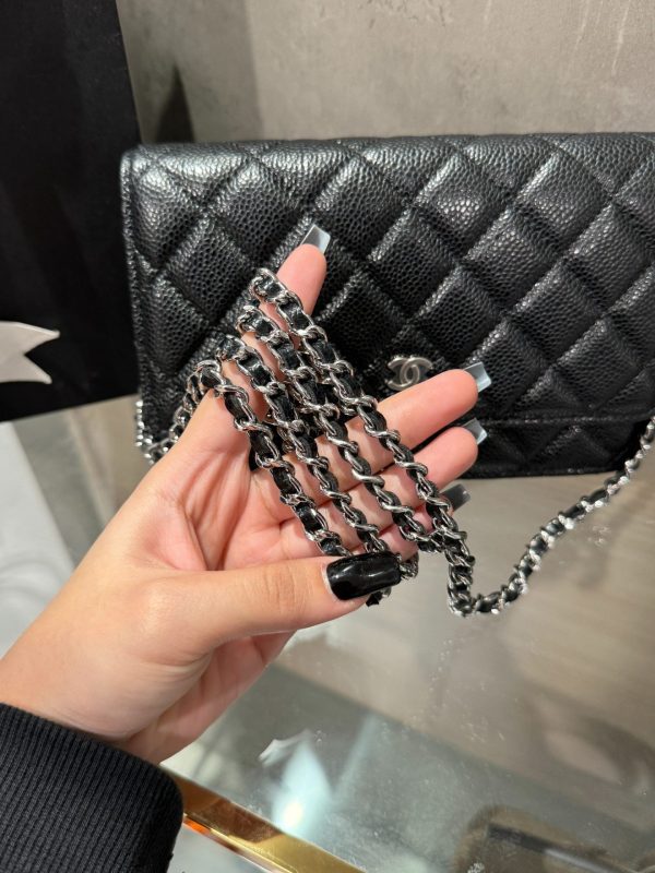 Chanel Caviar Tiny CC Wallet on Chain WOC Silver Lock Crossbody Bag 19cm - Image 6