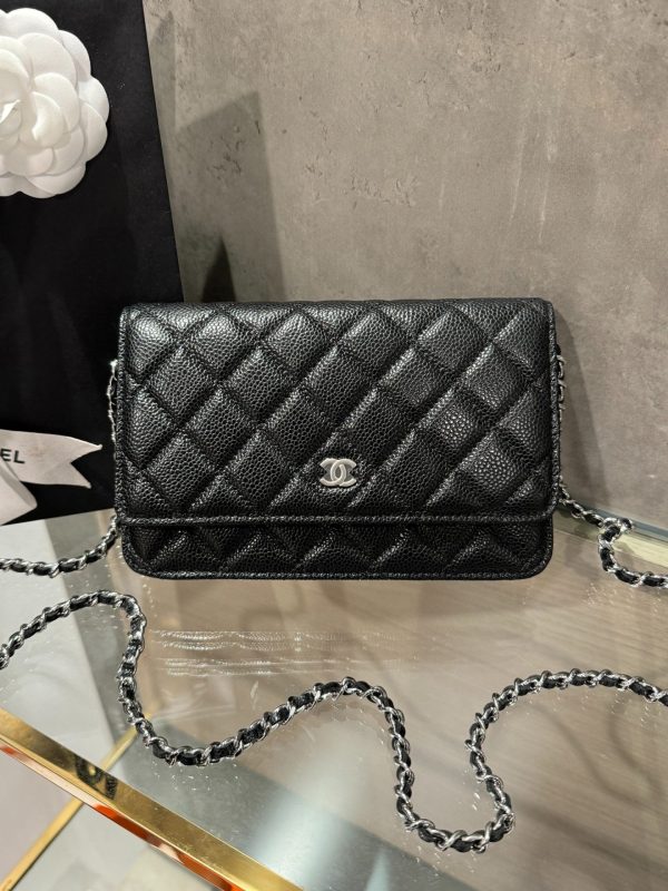 Chanel Caviar Tiny CC Wallet on Chain WOC Silver Lock Crossbody Bag 19cm - Image 2