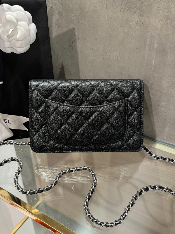 Chanel Caviar Tiny CC Wallet on Chain WOC Silver Lock Crossbody Bag 19cm - Image 3