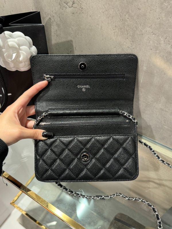 Chanel Caviar Tiny CC Wallet on Chain WOC Silver Lock Crossbody Bag 19cm - Image 4