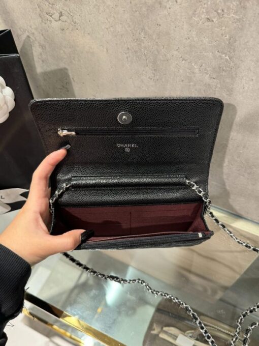 Chanel Caviar Tiny CC Wallet on Chain WOC Silver Lock Crossbody Bag 19cm - Image 5