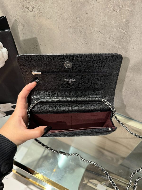 Chanel Caviar Tiny CC Wallet on Chain WOC Silver Lock Crossbody Bag 19cm - Image 5