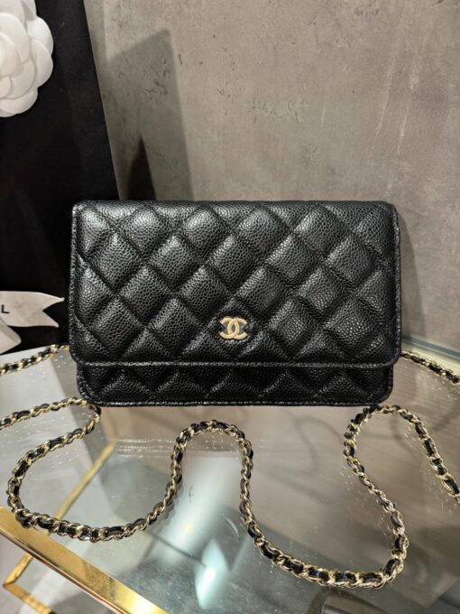 Chanel Caviar Tiny CC Wallet on Chain WOC Gold Plated Crossbody Bag 19cm