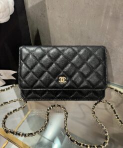 Alternative view of Chanel Caviar Tiny CC Wallet on Chain WOC Gold Plated Crossbody Bag 19cm