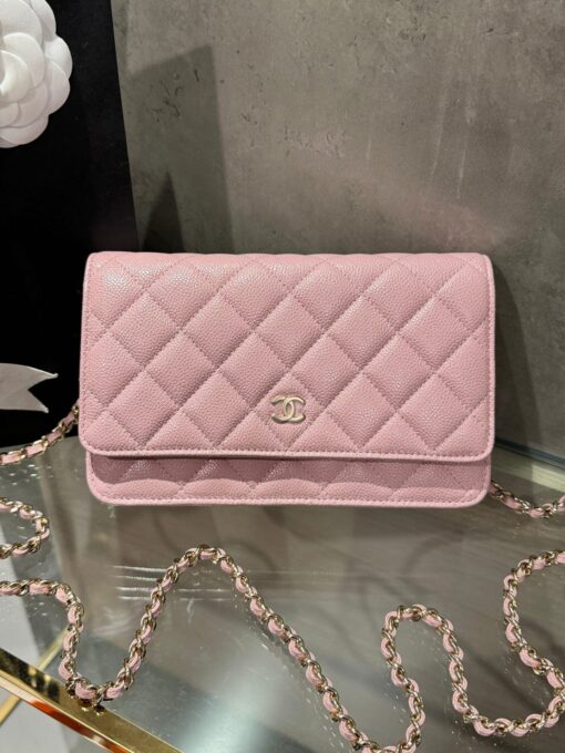 Chanel Caviar Tiny CC Wallet on Chain WOC Crossbody Bag Pink 19cm