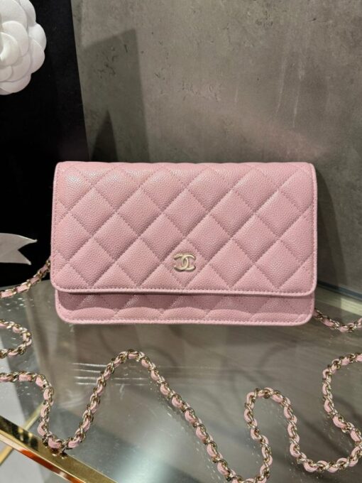 Chanel Caviar Tiny CC Wallet on Chain WOC Crossbody Bag Pink 19cm - Image 2