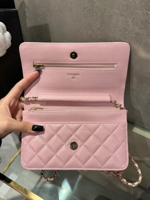 Chanel Caviar Tiny CC Wallet on Chain WOC Crossbody Bag Pink 19cm - Image 4