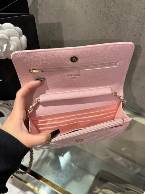 Chanel Caviar Tiny CC Wallet on Chain WOC Crossbody Bag Pink 19cm - Image 5