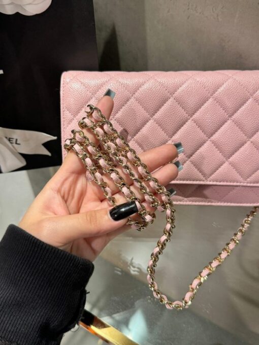 Chanel Caviar Tiny CC Wallet on Chain WOC Crossbody Bag Pink 19cm - Image 6