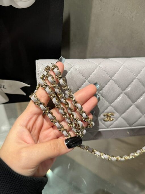 Chanel Caviar Tiny CC Wallet on Chain WOC Crossbody Bag Gray 19cm - Image 7