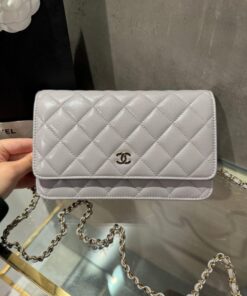 Alternative view of Chanel Caviar Tiny CC Wallet on Chain WOC Crossbody Bag Gray 19cm