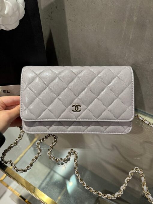 Chanel Caviar Tiny CC Wallet on Chain WOC Crossbody Bag Gray 19cm - Image 2