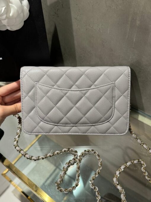 Chanel Caviar Tiny CC Wallet on Chain WOC Crossbody Bag Gray 19cm - Image 3