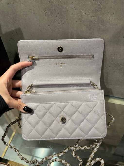Chanel Caviar Tiny CC Wallet on Chain WOC Crossbody Bag Gray 19cm - Image 5