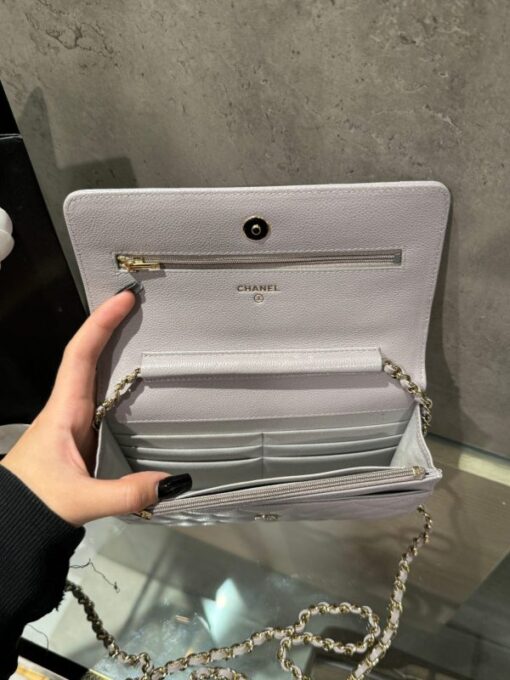 Chanel Caviar Tiny CC Wallet on Chain WOC Crossbody Bag Gray 19cm - Image 6
