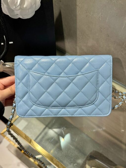 Chanel Caviar Tiny CC Wallet on Chain WOC Crossbody Bag Blue 19cm - Image 3