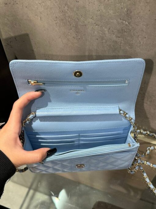 Chanel Caviar Tiny CC Wallet on Chain WOC Crossbody Bag Blue 19cm - Image 6