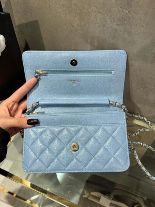 Chanel Caviar Tiny CC Wallet on Chain WOC Crossbody Bag Blue 19cm - Image 5
