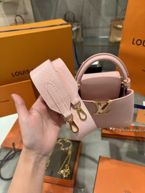 Louis Vuitton LV Capucines Mini Pink Bag Like Auth 21x14x8cm - Image 6