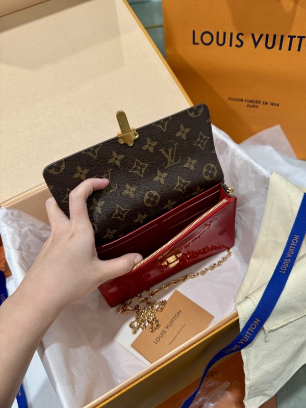 Louis Vuitton Cherrywood Chain Wallet Patent Red Leather 19cm - Image 7