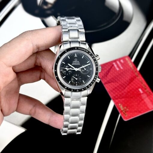 Omega Replica Watch Speedmaster Moonwatch Black Dial Metal Wire 42mm - Image 2