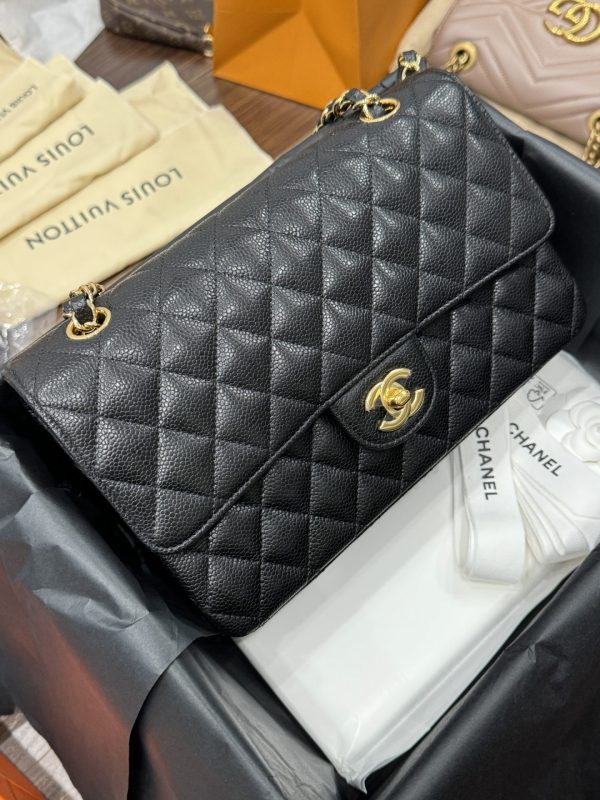 Chanel Classic Like Auth Women’s Handbag Black Grained Leather 25cm - Image 3