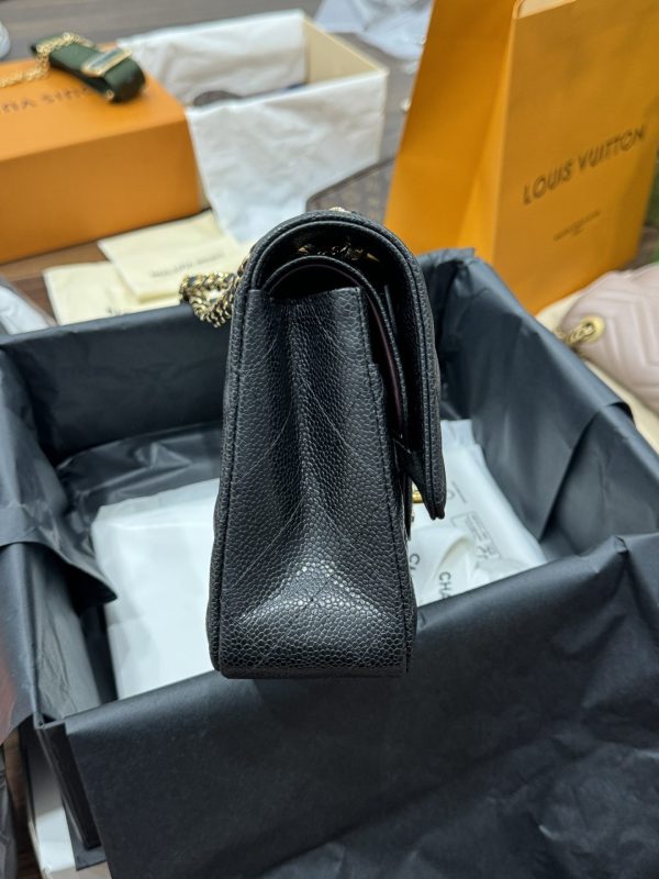 Chanel Classic Like Auth Women’s Handbag Black Grained Leather 25cm - Image 4
