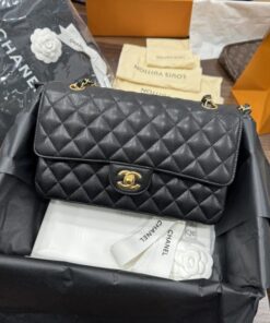 Alternative view of Chanel Classic Like Auth Women’s Handbag Black Grained Leather 25cm