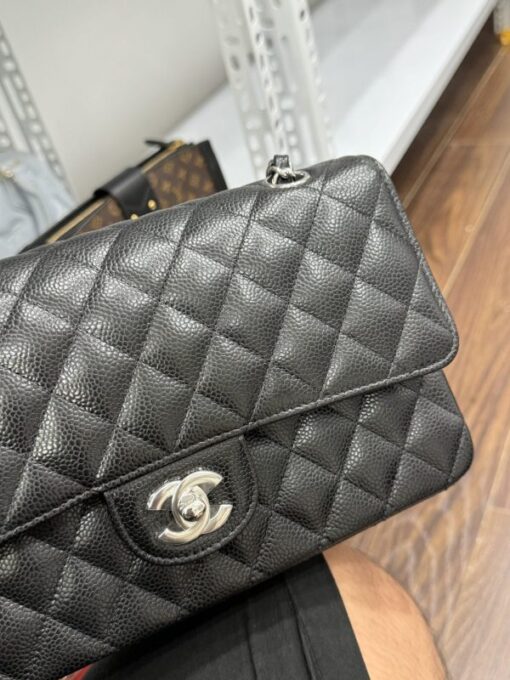 Chanel Classic Women’s Handbag Black Silver Lock Super Quality 25cm - Image 4