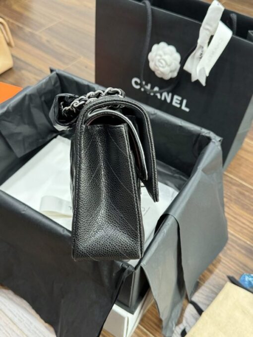 Chanel Classic Women’s Handbag Black Silver Lock Super Quality 25cm - Image 7