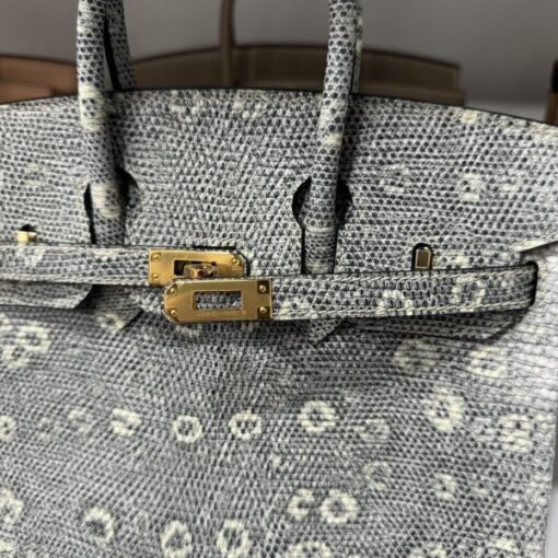 Hermes Birkin Women’s Handbag Lizard Skin Gold Lock 25cm - Image 6