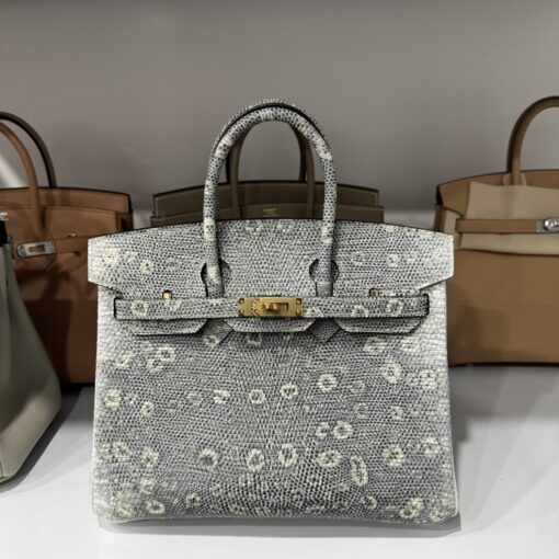 Hermes Birkin Women’s Handbag Lizard Skin Gold Lock 25cm