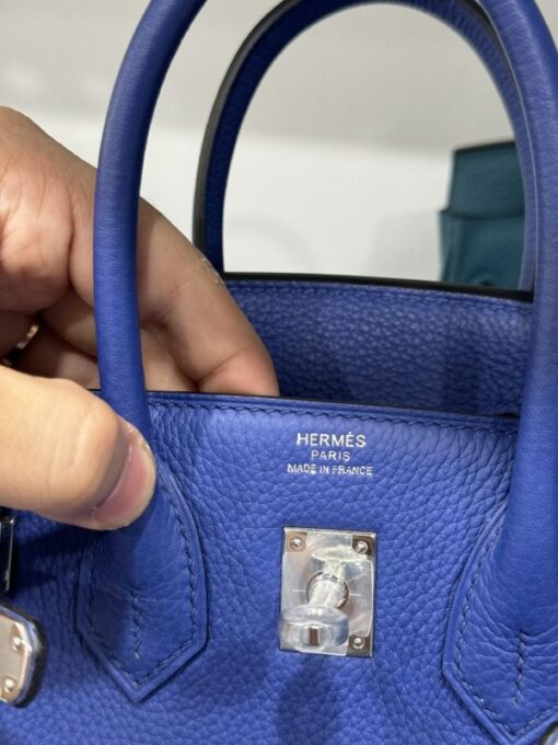 Hermes Birkin PHW Togo Like Auth Women’s Handbag Dark Blue Silver Lock 25cm - Image 5