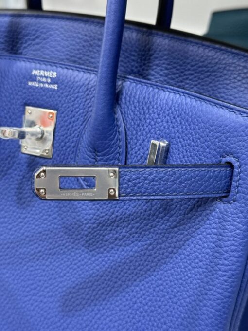 Hermes Birkin PHW Togo Like Auth Women’s Handbag Dark Blue Silver Lock 25cm - Image 6