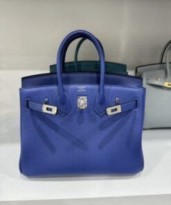 Alternative view of Hermes Birkin PHW Togo Like Auth Women’s Handbag Dark Blue Silver Lock 25cm