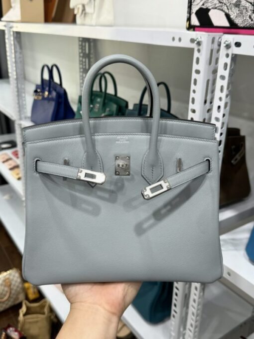 Hermes Birkin PHW Togo Women’s Handbag Gray Silver Lock Super Quality 25cm - Image 3