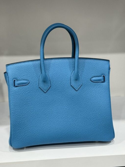 Hermes Birkin PHW Togo Handbag For Women Blue Like Auth 25cm - Image 3