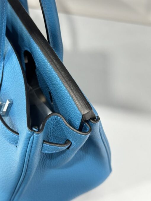 Hermes Birkin PHW Togo Handbag For Women Blue Like Auth 25cm - Image 6