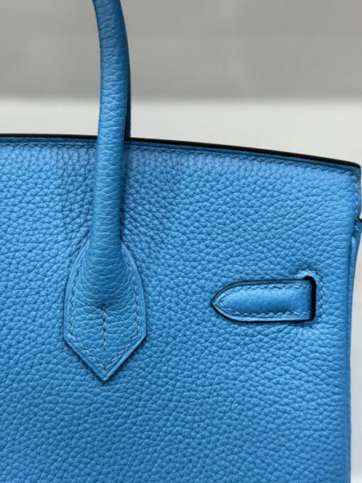 Hermes Birkin PHW Togo Handbag For Women Blue Like Auth 25cm - Image 8
