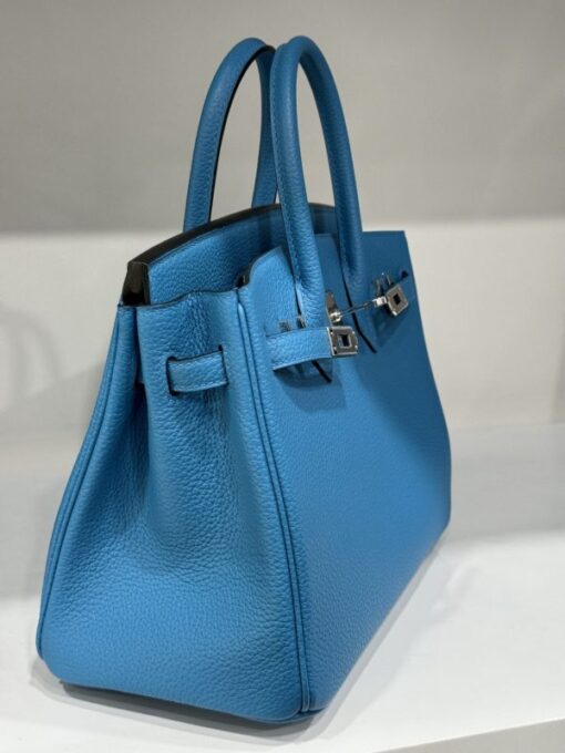 Hermes Birkin PHW Togo Handbag For Women Blue Like Auth 25cm - Image 5