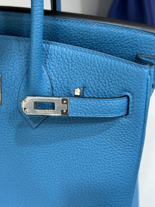 Hermes Birkin PHW Togo Handbag For Women Blue Like Auth 25cm - Image 7