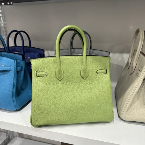 Hermes Birkin PHW Togo Women’s Handbag Green Silver Lock 25cm - Image 3