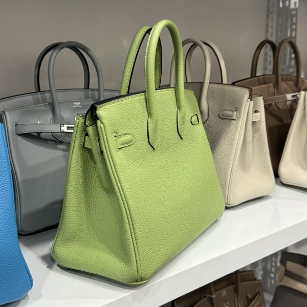 Hermes Birkin PHW Togo Women’s Handbag Green Silver Lock 25cm - Image 4
