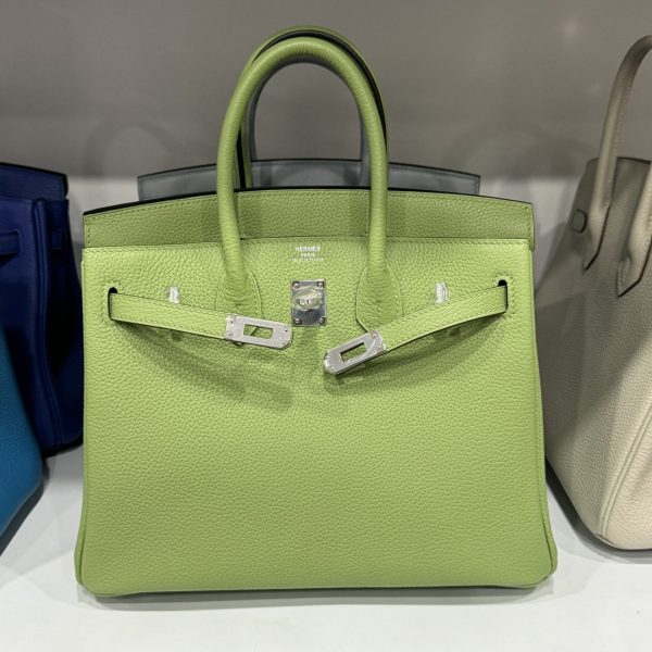 Hermes Birkin PHW Togo Women’s Handbag Green Silver Lock 25cm - Image 2