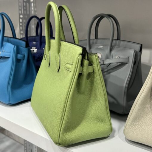 Hermes Birkin PHW Togo Women’s Handbag Green Silver Lock 25cm - Image 5