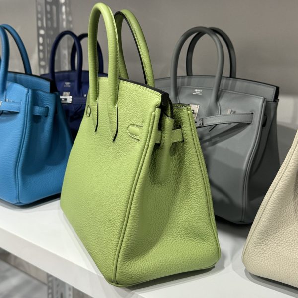 Hermes Birkin PHW Togo Women’s Handbag Green Silver Lock 25cm - Image 5