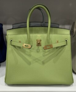 Alternative view of Hermes Birkin PHW Togo Women’s Handbag Green Gold Lock Super Quality 25cm