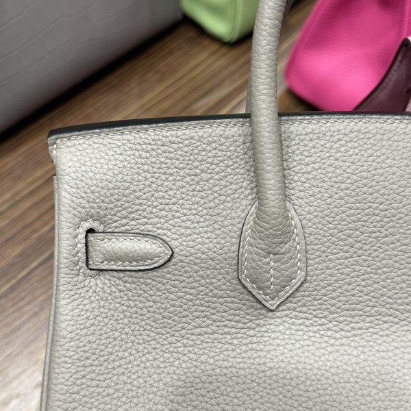 Hermes Birkin PHW Togo Replica Handbag Replica 11 Gray Gold Lock 25cm - Image 9