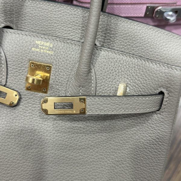Hermes Birkin PHW Togo Replica Handbag Replica 11 Gray Gold Lock 25cm - Image 7